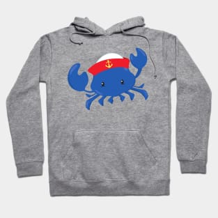 Sailor Crab, Cute Crab, Sailor Hat, Sea, Sailing Hoodie